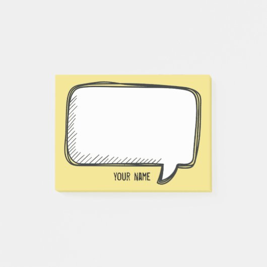 Funny White Talk Bubble gelbe Personalisierte Beze Post-it Klebezettel (Vorderseite)