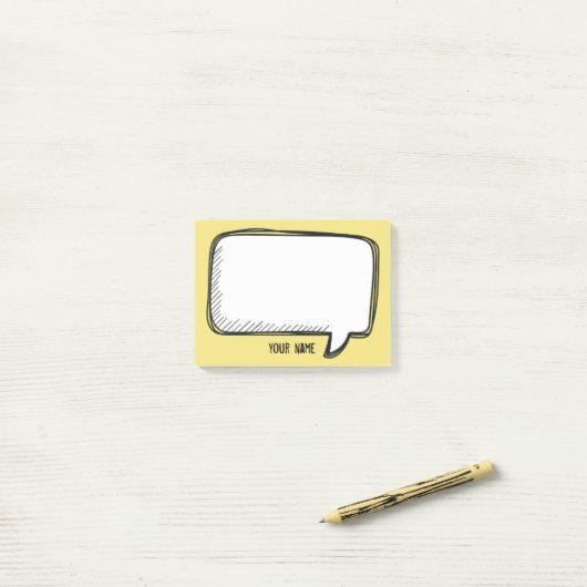 Funny White Talk Bubble gelbe Personalisierte Beze Post-it Klebezettel (Auf Schreibtisch)