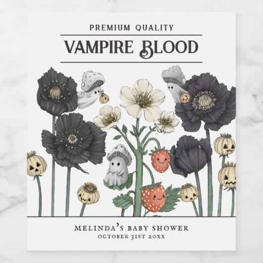 Funny White Vampire Blütendusche Weinetikett (Einzelnes Label)