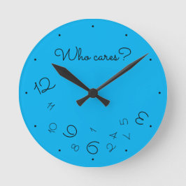 Funny Who Cares? Falling Numbers Blue Quirky Runde Wanduhr