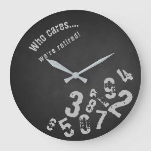Funny Who Care's We re Remüde Grunge Chalkboard Große Wanduhr