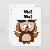 Funny Who Owl Cartoon Postkarte (Vorne/Hinten)