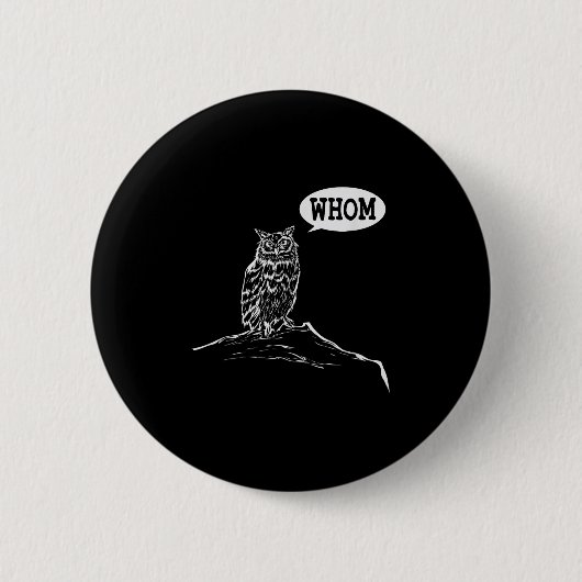 Funny Who Owl Grammar Englischer Button (Vorderseite)