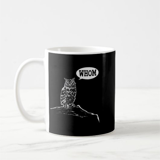 Funny Who Owl Grammar Englischer Kaffeetasse (Links)