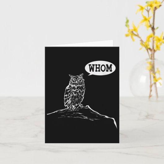 Funny Who Owl Grammar Englischer Karte (Gelbe Blume)