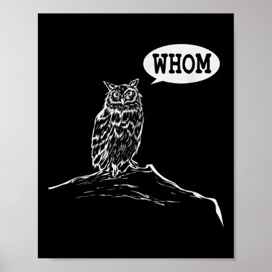 Funny Who Owl Grammar Englischer Poster (Vorne)
