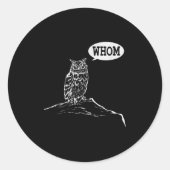 Funny Who Owl Grammar Englischer Runder Aufkleber (Vorderseite)