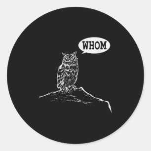 Funny Who Owl Grammar Englischer Runder Aufkleber