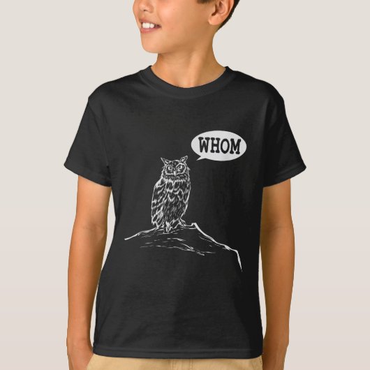 Funny Who Owl Grammar Englischer T-Shirt (Vorderseite)