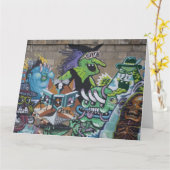 Funny Wicked Green Hexe Karte (Gelbe Blume)