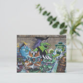 Funny Wicked Green Hexe Postkarte (Stehend Vorderseite)