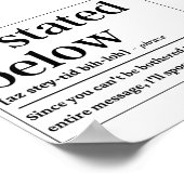 Funny Wie unten definiert Poster (Ecke)