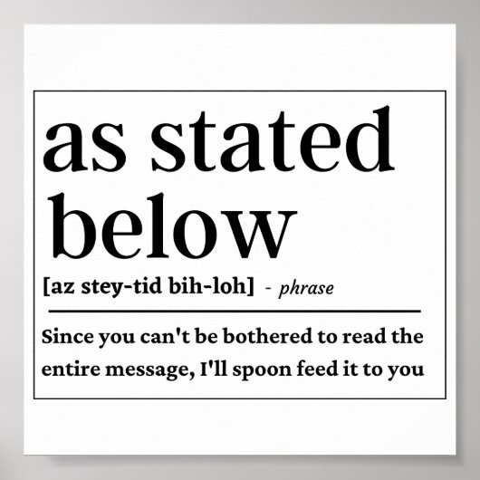 Funny Wie unten definiert Poster (Vorne)