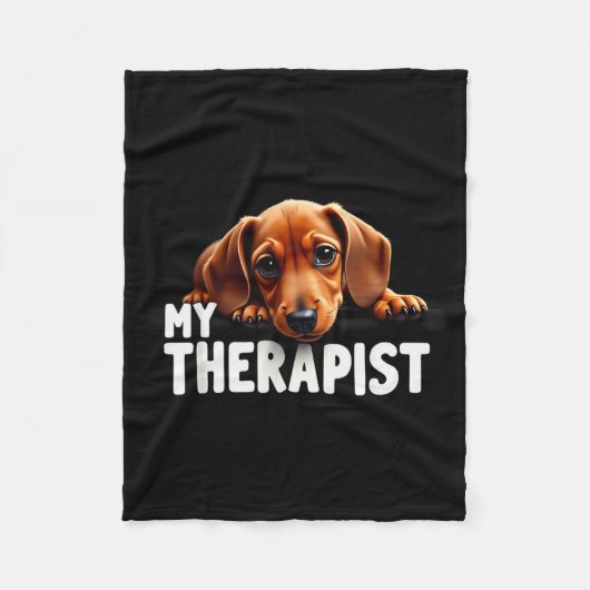 Funny Wiener Puppy My Therast Dachshund Dog  Fleecedecke (Vorderseite)
