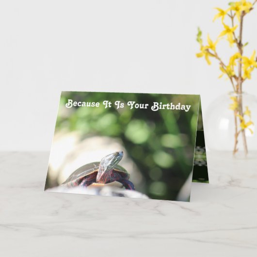 Funny Wild Alte Schildkröte Karte (Gelbe Blume)