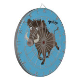 Funny wild boar razorback cartoon illustration dartscheibe (Vorderseite Links)