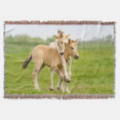 Funny Wild Konik Pferde Foals Playing Together Decke (Vorderseite)