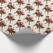 Funny Wild Rider Weihnachtsmann am Braun Pferd Geschenkpapier (Ecke)