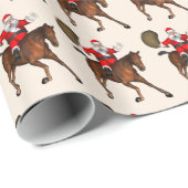 Funny Wild Rider Weihnachtsmann am Braun Pferd Geschenkpapier (Rolleneckpunkt)