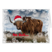 Funny Wild Yak Weihnachtsmannmütze Weihnachtskarte (Vorderseite (Horizontal))