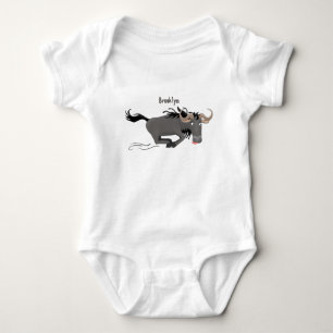 Funny wildebeam läuft Cartoon Illustration Baby Strampler