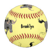 Funny wildebeam läuft Cartoon Illustration Baseball (Rückseite)