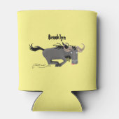 Funny wildebeam läuft Cartoon Illustration Dosenkühler (Rückseite)