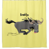 Funny wildebeam läuft Cartoon Illustration Duschvorhang (Vorderseite)