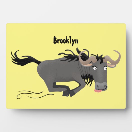 Funny wildebeam läuft Cartoon Illustration Fotoplatte (Vorderseite)