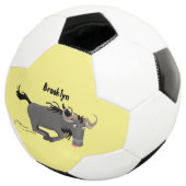 Funny wildebeam läuft Cartoon Illustration Fußball (Dreiviertel)