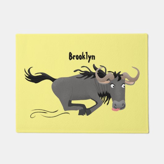 Funny wildebeam läuft Cartoon Illustration Fußmatte (Vorderseite)