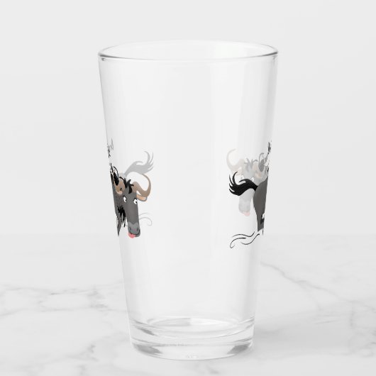 Funny wildebeam läuft Cartoon Illustration Glas (Links)