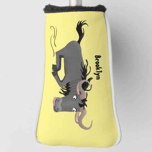 Funny wildebeam läuft Cartoon Illustration Golf Headcover (Rotieren 90)