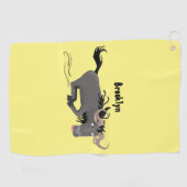 Funny wildebeam läuft Cartoon Illustration Golfhandtuch (Horizontal)