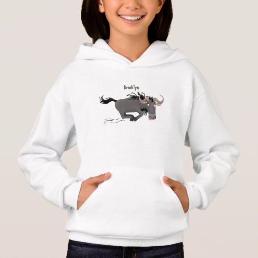 Funny wildebeam läuft Cartoon Illustration Hoodie (Vorderseite)