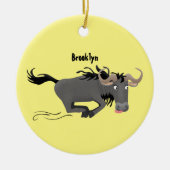 Funny wildebeam läuft Cartoon Illustration Keramik Ornament (Vorne)