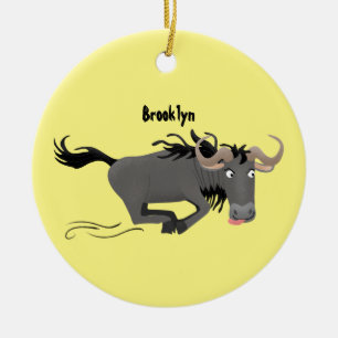 Funny wildebeam läuft Cartoon Illustration Keramik Ornament