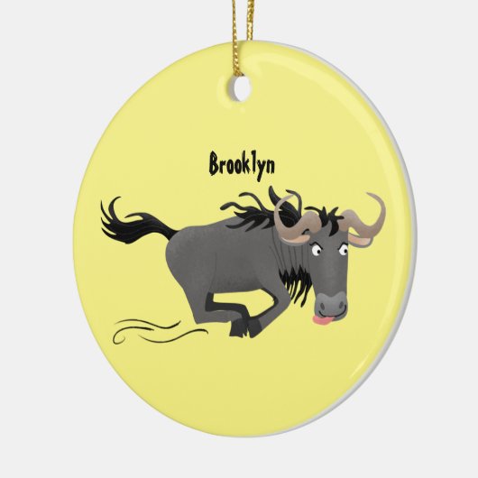 Funny wildebeam läuft Cartoon Illustration Keramik Ornament (Links)