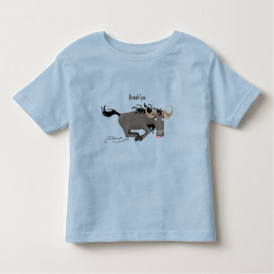Funny wildebeam läuft Cartoon Illustration Kleinkind T-shirt