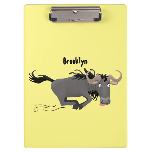 Funny wildebeam läuft Cartoon Illustration Klemmbrett (Vorderseite)