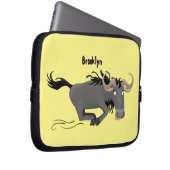 Funny wildebeam läuft Cartoon Illustration Laptopschutzhülle (Vorne Rechts)