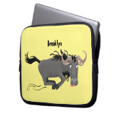 Funny wildebeam läuft Cartoon Illustration Laptopschutzhülle (Vorderseite Links)