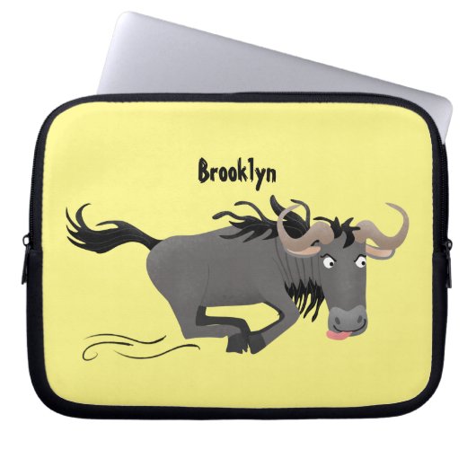 Funny wildebeam läuft Cartoon Illustration Laptopschutzhülle (Vorderseite)