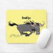 Funny wildebeam läuft Cartoon Illustration Mousepad (Mit Mouse)