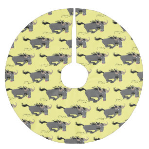Funny wildebeam läuft Cartoon Illustration Polyester Weihnachtsbaumdecke