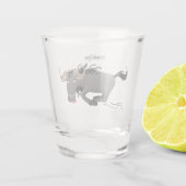 Funny wildebeam läuft Cartoon Illustration Schnapsglas (Rückseite)
