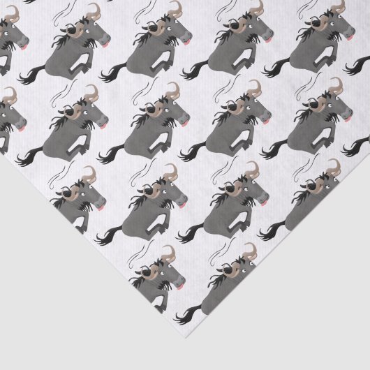 Funny wildebeam läuft Cartoon Illustration Seidenpapier (Ausschnitt)