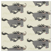 Funny wildebeam läuft Cartoon Illustration Stoff (Nahaufnahme)