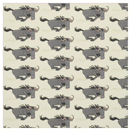 Funny wildebeam läuft Cartoon Illustration Stoff (Muster)