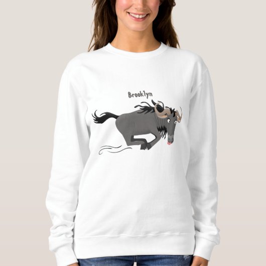 Funny wildebeam läuft Cartoon Illustration Sweatshirt (Vorderseite)